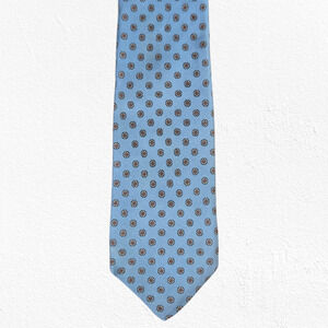 70s Vintage Light Blue Floral Daisy Silk Hand Made Stonehenge Neck Tie 3.25 x 59